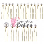 Ace metalice pentru par ACM006AA Aurii cu perla Alba de mireasa, set 18 bucati Ace metalice pentru par ACM006AA Aurii cu perla Alba de mireasa, set 18 bucati